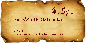 Huszárik Szironka névjegykártya